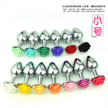 S Size Rose Colorful Metal Anal Butt Plug 